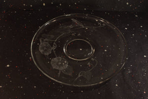 Floral Etched Serving Plate Vintage Clear Glass Dining Decor - Eagle's Eye Finds