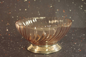 Arcoroc France Pink Rosaline Swirl Bowl Vintage Footed French Glass Bowl - Eagle's Eye Finds