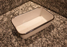 Load image into Gallery viewer, Black and White Enamelware Refrigerator Box Vintage Kitchen Decor - Eagle&#39;s Eye Finds
