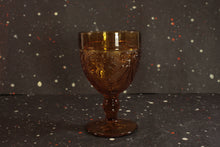 Load image into Gallery viewer, Tiara Sandwich Glass Amber Goblet Vintage Glassware - Eagle&#39;s Eye Finds

