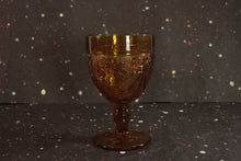 Load image into Gallery viewer, Tiara Sandwich Glass Amber Goblet Vintage Glassware - Eagle&#39;s Eye Finds
