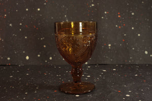 Tiara Sandwich Glass Amber Goblet Vintage Glassware - Eagle's Eye Finds