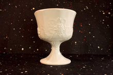 Load image into Gallery viewer, Milk Glass Compote Grape Harvest Colony Vintage Indiana Glass - Eagle&#39;s Eye Finds
