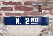 Load image into Gallery viewer, North 2nd Street New York Street Sign Vintage Porcelain Enamel Wall Decor - Eagle&#39;s Eye Finds
