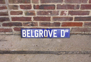 Belgrove Drive Blue Enamel Street Sign Vintage Porcelain Wall Decor - Eagle's Eye Finds