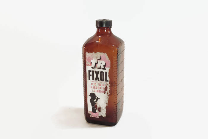 FR Fixol Glass Bottle Vintage Concentrated Photographic Acid Fixing Hardening Solution Vintage Advertising - Eagle's Eye Finds