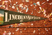Load image into Gallery viewer, Lincoln&#39;s New Salem Illinois Green Felt Pennant Vintage Wall Decor - Eagle&#39;s Eye Finds
