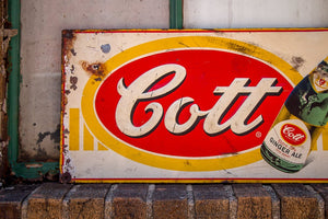 Cott Beverages Ginger Ale Tin Sign Vintage Soda Advertising Decor - Eagle's Eye Finds