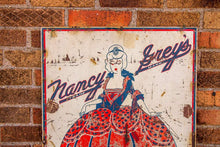Load image into Gallery viewer, Nancy Grey&#39;s Ice Cream Sign Vintage Tin Advertising Sign Featuring Victorian Woman - Eagle&#39;s Eye Finds
