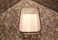Load image into Gallery viewer, Black and White Enamelware Refrigerator Box Vintage Kitchen Decor - Eagle&#39;s Eye Finds
