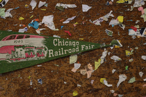 Chicago Railroad Fair Green Felt Pennant Vintage Kid's Room Decor - Eagle's Eye Finds