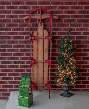 Load image into Gallery viewer, Happi Time Wooden Runner Sled Vintage Christmas Display Decor - Eagle&#39;s Eye Finds
