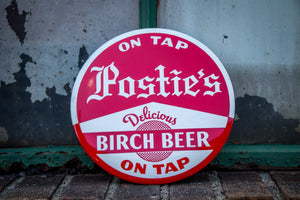 Postie's Birch Beer Soda Vintage Celluloid Pop Advertising Sign - Eagle's Eye Finds