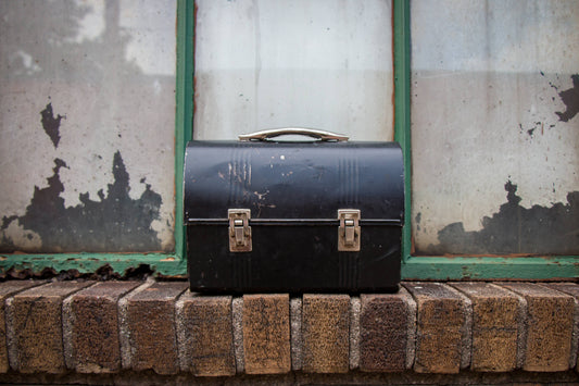 Black Metal Lunchbox Vintage Chic Decor - Eagle's Eye Finds