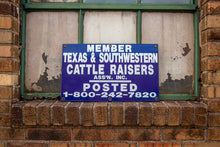 Load image into Gallery viewer, Texas Cattle Raisers Porcelain Sign Vintage Blue Wall Decor - Eagle&#39;s Eye Finds
