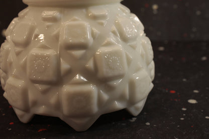 Westmoreland Old Quilt Milk Glass Bowl Vintage Glassware - Eagle's Eye Finds