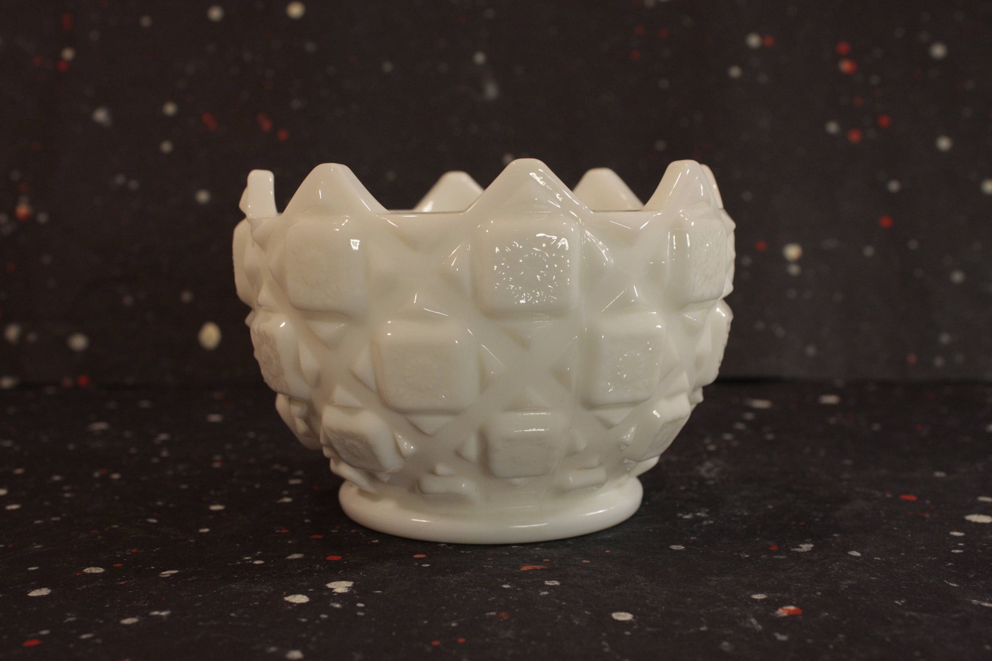 Westmoreland Old Quilt Milk Glass Bowl Vintage Glassware - Eagle's Eye Finds