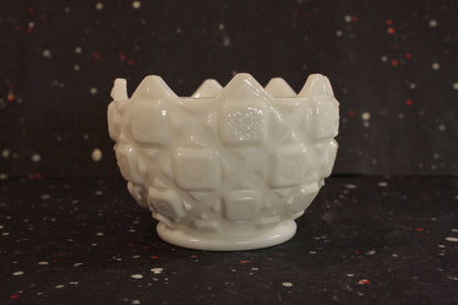 Westmoreland Old Quilt Milk Glass Bowl Vintage Glassware - Eagle's Eye Finds