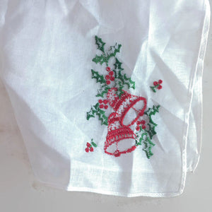 Holly and Bells Christmas Hanky Vintage Women's Handkerchief - Eagle's Eye Finds