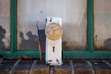 Load image into Gallery viewer, Ornate Doorknob and Mortise Vintage Architectural Salvage - Eagle&#39;s Eye Finds
