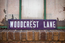 Load image into Gallery viewer, Woodcrest Lane Blue Enamel Street Sign Vintage Porcelain Wall Decor - Eagle&#39;s Eye Finds
