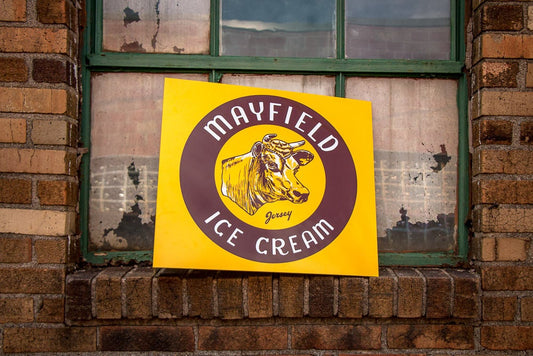 Mayfield Ice Cream Yellow Dairy Flange Sign Vintage Kitchen Decor - Eagle's Eye Finds
