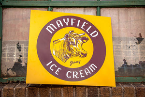 Mayfield Ice Cream Yellow Dairy Flange Sign Vintage Kitchen Decor - Eagle's Eye Finds