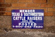 Load image into Gallery viewer, Texas Cattle Raisers Porcelain Sign Vintage Blue Wall Decor - Eagle&#39;s Eye Finds
