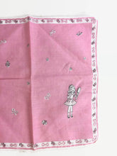 Load image into Gallery viewer, Pink Girl&#39;s Handkerchief Vintage Child&#39;s Hanky - Eagle&#39;s Eye Finds
