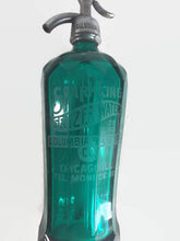 Load image into Gallery viewer, Aqua Paneled Sparkling Seltzer Water Bottle Vintage Barware Columbia Beverage Co. Chicago Illinois - Eagle&#39;s Eye Finds
