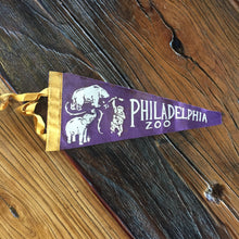 Load image into Gallery viewer, Philadelphia Zoo Purple Felt Pennant Vintage Animal Wall Decor - Eagle&#39;s Eye Finds
