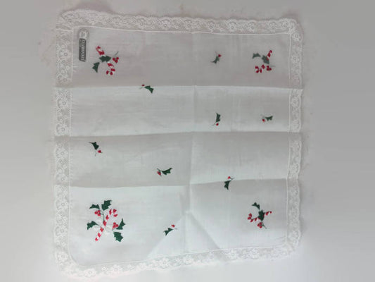 Candy Cane Christmas Hanky Vintage Women's Handkerchief - Eagle's Eye Finds