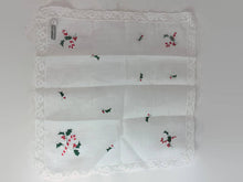 Load image into Gallery viewer, Candy Cane Christmas Hanky Vintage Women&#39;s Handkerchief - Eagle&#39;s Eye Finds
