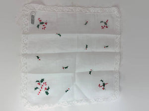 Candy Cane Christmas Hanky Vintage Women's Handkerchief - Eagle's Eye Finds