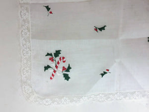 Candy Cane Christmas Hanky Vintage Women's Handkerchief - Eagle's Eye Finds