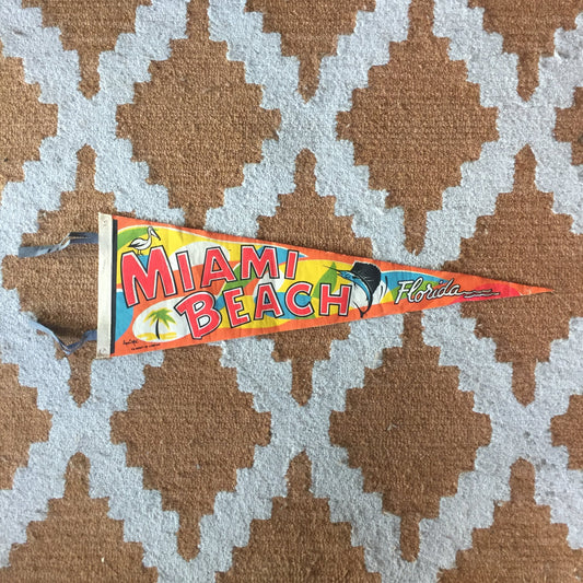 Miami Beach Colorful Retro Felt Pennant Vintage Wall Hanging Decor - Eagle's Eye Finds