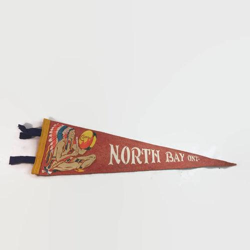 North Bay Ontario Native American Felt Pennant Vintage Wall Decor - Eagle's Eye Finds