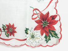 Load image into Gallery viewer, Poinsettia Holiday Hanky Vintage Christmas Handkerchief - Eagle&#39;s Eye Finds
