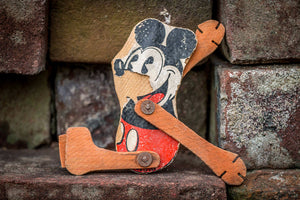 Mickey Mouse Acrobat Trapeze Toy Vintage Disney Wood Litho Toy - Eagle's Eye Finds