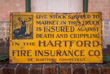Load image into Gallery viewer, Hartford Fire Insurance Sign Vintage Yellow Wall Decor - Eagle&#39;s Eye Finds
