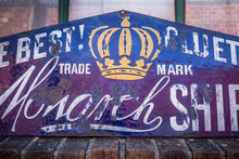 Load image into Gallery viewer, Cluett&#39;s Monarch Shirts Porcelain Sign Vintage Advertising Wall Decor - Eagle&#39;s Eye Finds
