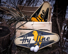 Load image into Gallery viewer, Hy-Line Chicks Fence Spinner Sign Vintage Double Sided Tin Farm Sign - Eagle&#39;s Eye Finds
