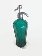 Load image into Gallery viewer, Aqua Paneled Sparkling Seltzer Water Bottle Vintage Barware Columbia Beverage Co. Chicago Illinois - Eagle&#39;s Eye Finds
