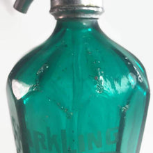 Load image into Gallery viewer, Aqua Paneled Sparkling Seltzer Water Bottle Vintage Barware Columbia Beverage Co. Chicago Illinois - Eagle&#39;s Eye Finds
