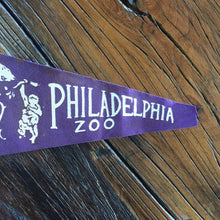 Load image into Gallery viewer, Philadelphia Zoo Purple Felt Pennant Vintage Animal Wall Decor - Eagle&#39;s Eye Finds
