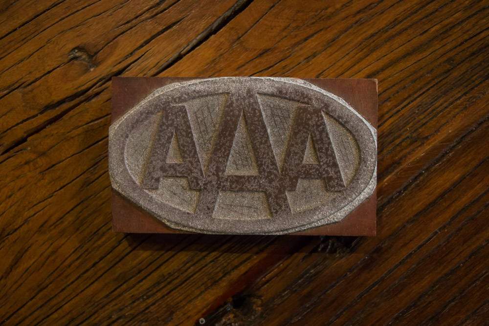 AAA Letterpress Block Vintage Triple A Automobile Decor - Eagle's Eye Finds