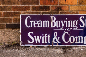 Swift & Co. Cream Buying Station Porcelain Sign Vintage Wall Decor - Eagle's Eye Finds