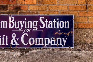 Swift & Co. Cream Buying Station Porcelain Sign Vintage Wall Decor - Eagle's Eye Finds