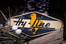 Load image into Gallery viewer, Hy-Line Chicks Fence Spinner Sign Vintage Double Sided Tin Farm Sign - Eagle&#39;s Eye Finds
