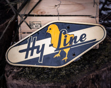 Load image into Gallery viewer, Hy-Line Chicks Fence Spinner Sign Vintage Double Sided Tin Farm Sign - Eagle&#39;s Eye Finds
